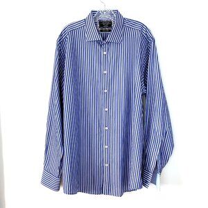 Charles Tyrwhitt Black Label Edition Blue Striped Shirt Tailored Fit Sz 18/37